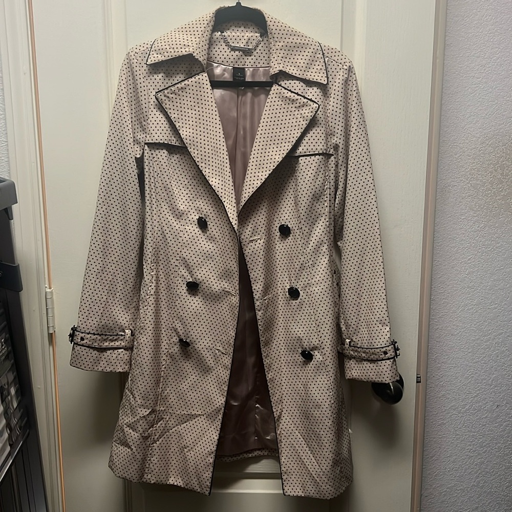 White House Black Market Polka Dotted Trench Coat